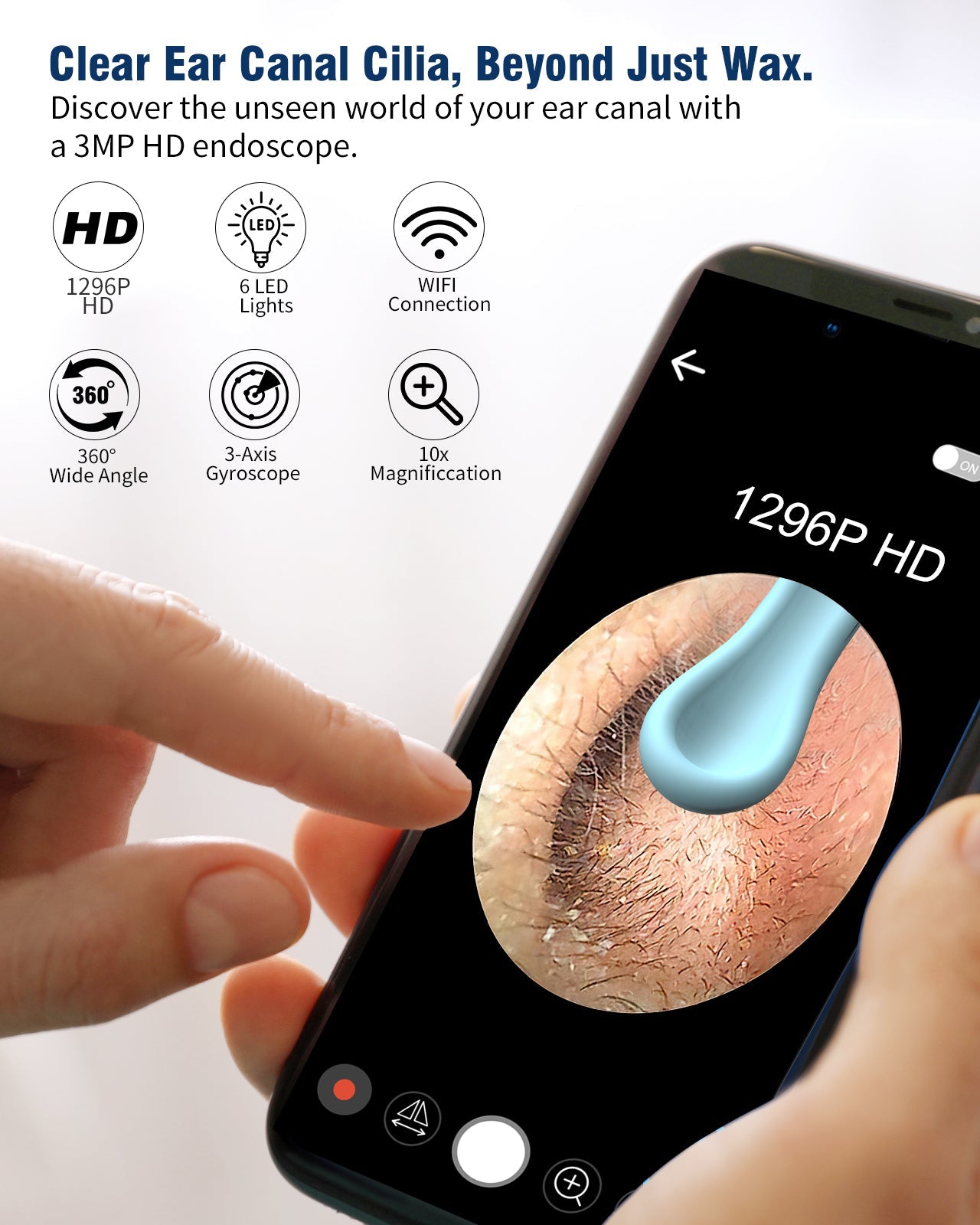 Ear Wax Removal, 1296P HD Camera, KEKOY Ear Cleaner Wireless Ear Cleaning Otoscope with 13 Pcs Kit